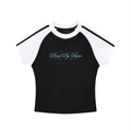 Contrast Stripes Bodycon Raglan  Sleeve T-Shirt